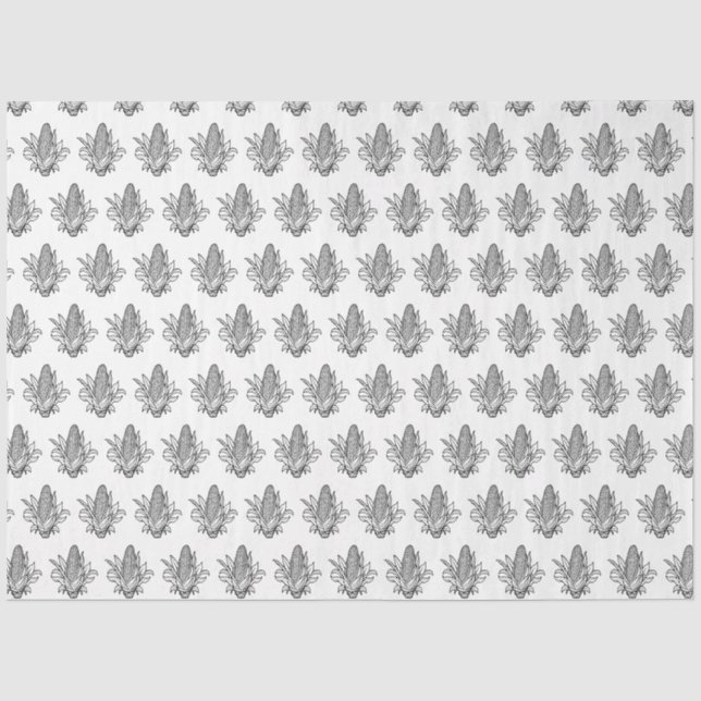 Papel De Seda icono de mazorca de maíz dulce en blanco y negro (Anverso)