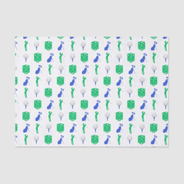Papel De Seda Iconos de golf verdes y azules (Anverso)