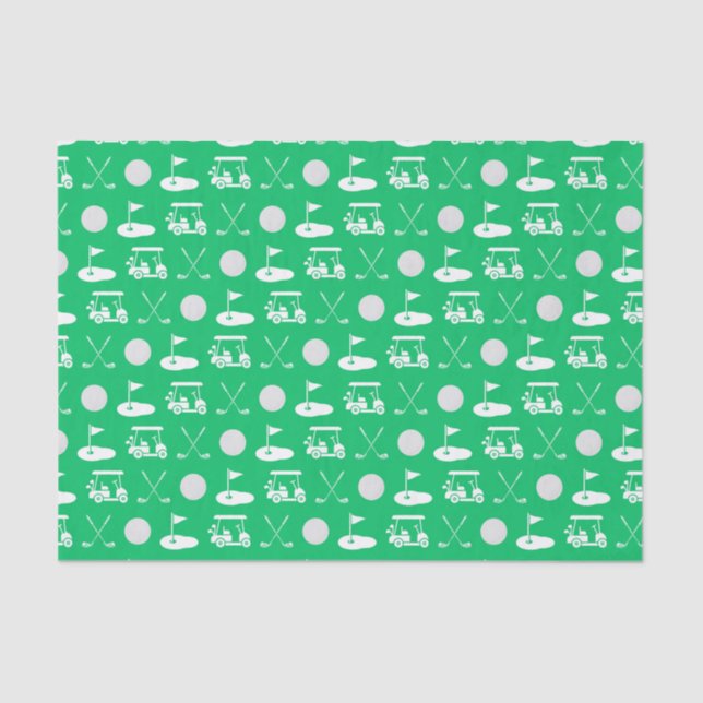 Papel De Seda Iconos de golf verdes y blancos (Anverso)
