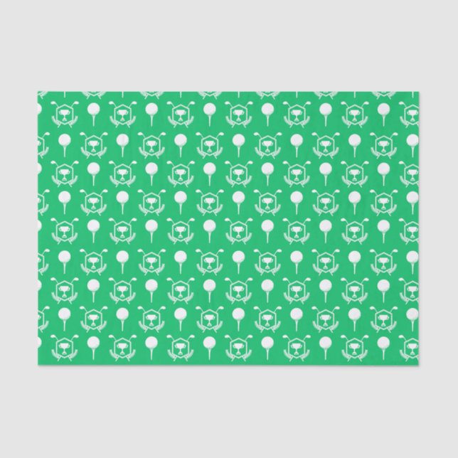 Papel De Seda Iconos de golf verdes y blancos (Anverso)