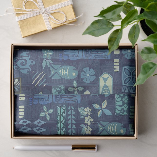 Papel De Seda Iconos retro hawaianos tiki (Regalo )