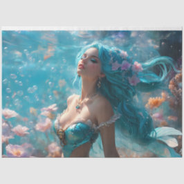 Papel De Seda Icy Blue Elegant Mermaid Decoupage Paper v4