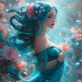 Papel De Seda Icy Blue Elegant Mermaid Decoupage Paper v5