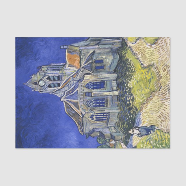 Papel De Seda Iglesia de Auvers, por Vincent Van Gogh (Anverso)