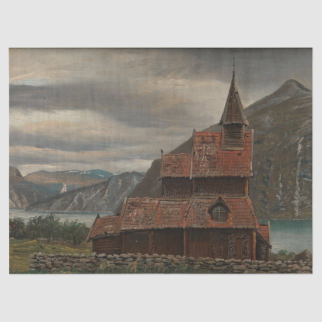 Papel De Seda Iglesia de la Stave de Noruega (por Knud Baade) (Anverso)