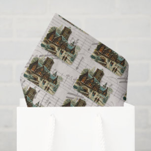 Papel De Seda Iglesia de Navidad Villancicos Victorianos Música 