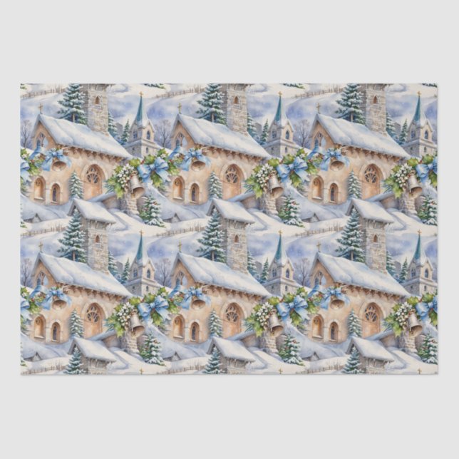 Papel De Seda Iglesia del País del Día del navidad (Anverso)