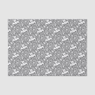 Papel De Seda Ikat Art Nouveau - Gris / gris y blanco