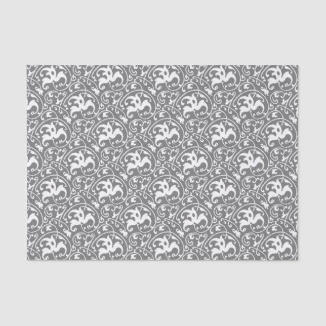 Papel De Seda Ikat Art Nouveau - Gris / gris y blanco (Anverso)