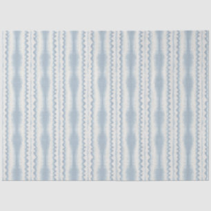 Papel De Seda Ikat Azul Polvo sobre Crema, Raya Suave