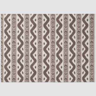 Papel De Seda Ikat de franja marrón oscuro, fondo crema