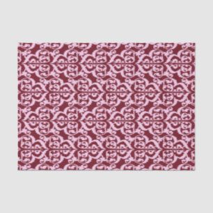 Papel De Seda Ikat Moorish Damask - borgoña y rosa.