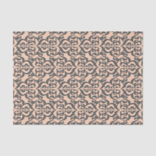 Papel De Seda Ikat Moorish Damask - gris de melocotón y carbón v