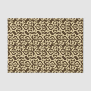 Papel De Seda Ikat Moorish Damask - marrón chocolate y tostado
