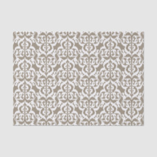 Papel De Seda Ikat Moorish Damask - taupe tan y blanco