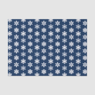 Papel De Seda Ikat Snowflakes - Azul marino blanco y oscuro