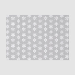 Papel De Seda Ikat Snowflakes - gris plateado y blanco