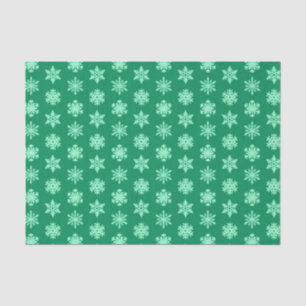 Papel De Seda Ikat Snowflakes - Pino y verde menta