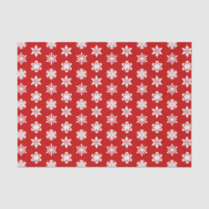 Papel De Seda Ikat Snowflakes - Rojo oscuro y blanco