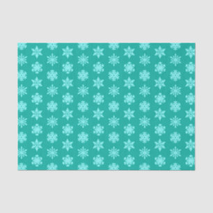 Papel De Seda Ikat Snowflakes - Turquesa y aqua