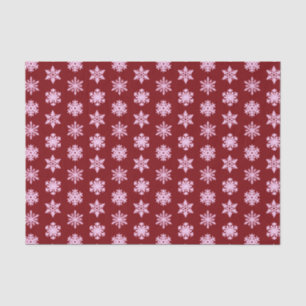Papel De Seda Ikat Snowflakes - Vino de Borgoña y rosa