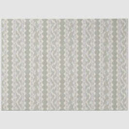 Papel De Seda Ikat Verde Gris, Bandas Escalonadas de Crema