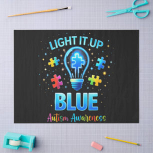 Papel De Seda Ilumínalo de Azul Conciencia del Autismo Autista