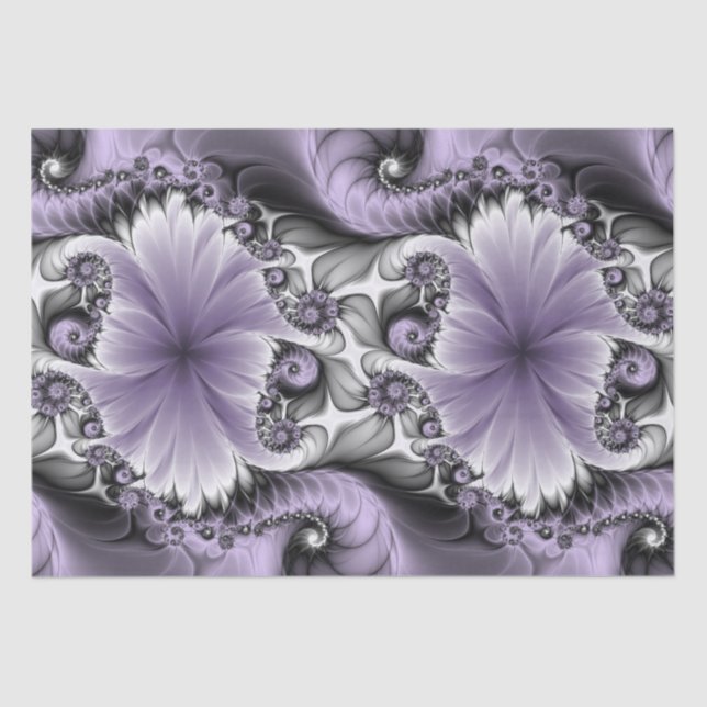 Papel De Seda Ilusión Lilac Resumen Arte Fractal Floral Fantasía (Anverso)