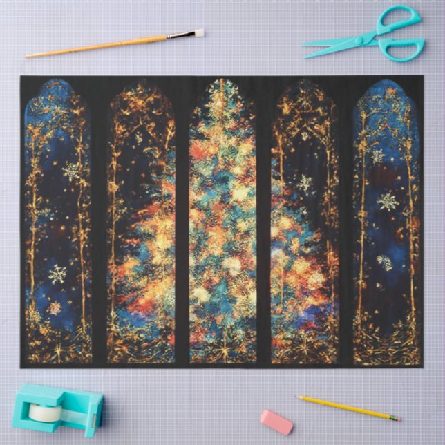 Papel De Seda Ilustracion abstracto del árbol de Navidad en Wind (Artesanía)