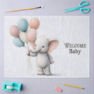 Papel De Seda Ilustracion acuático lindo de un elefante bebé