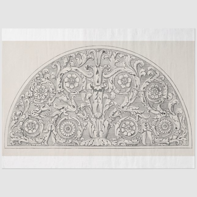 Papel De Seda Ilustracion antiguo desconchado de la época de la  (Anverso)