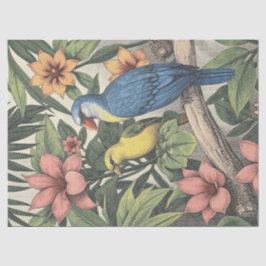 Papel De Seda Ilustración Audaz de Aves Tropicales