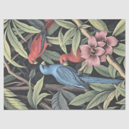 Papel De Seda Ilustración Audaz de Aves Tropicales