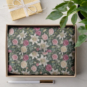 Papel De Seda Ilustración botánica floral de magnolia exuberante