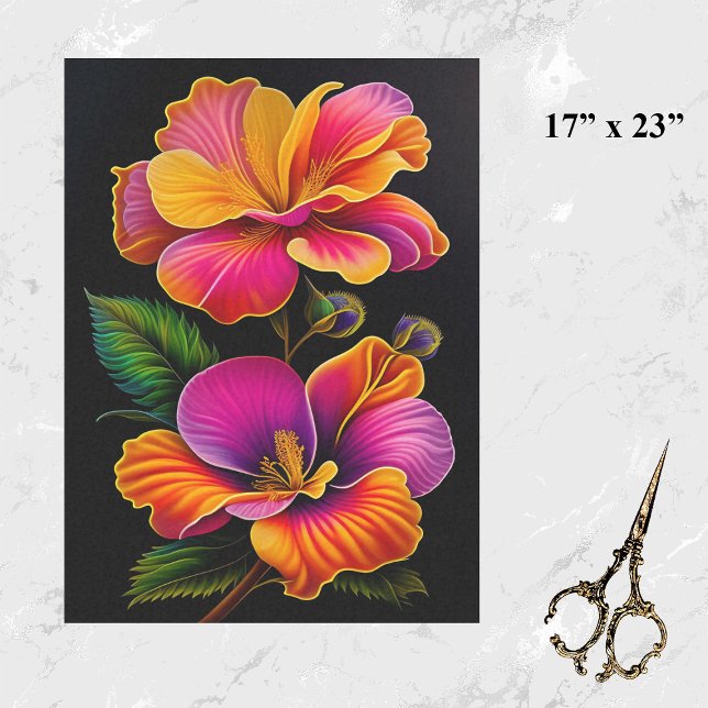 Papel De Seda Ilustracion Botánico Amarillo Floral Grande (Subido por el creador)