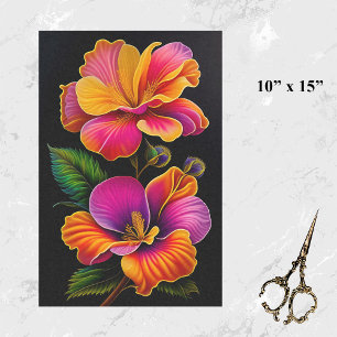 Papel De Seda Ilustracion Botánico Amarillo Floral Pequeño
