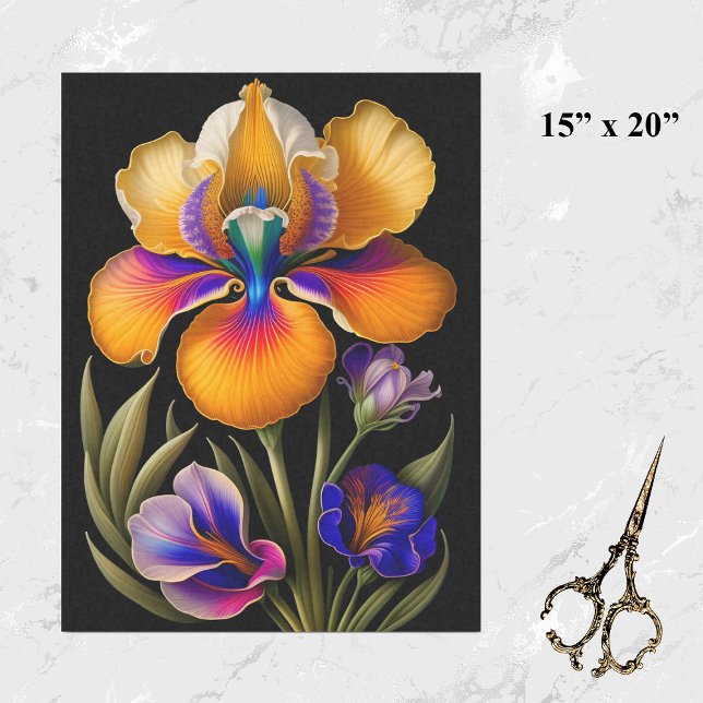 Papel De Seda Ilustracion Botánico Azul Amarillo Floral (Subido por el creador)