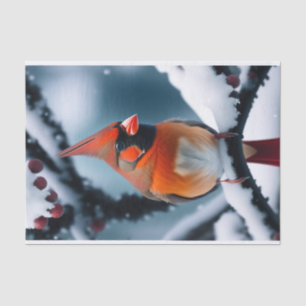 Papel De Seda Ilustracion Cardinal Red Winter Snow