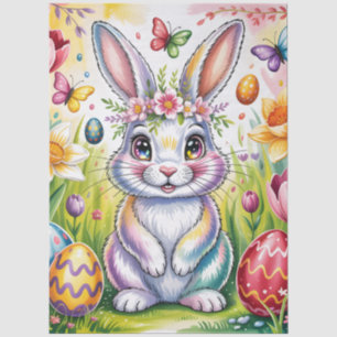 Papel De Seda Ilustración Colorida del Conejo de Pascua con Coro