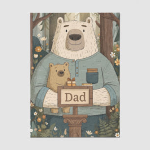 Papel De Seda Ilustración conmovedora del Día del Padre con osos