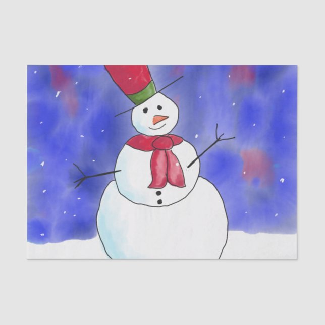Papel De Seda Ilustracion Cute Happy Snowman (Anverso)