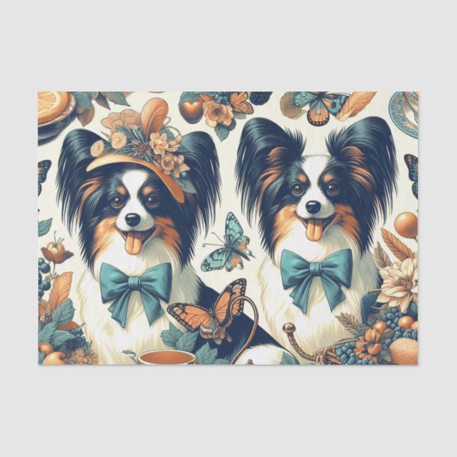 Papel De Seda Ilustracion Cute Papillon Dog (Anverso)