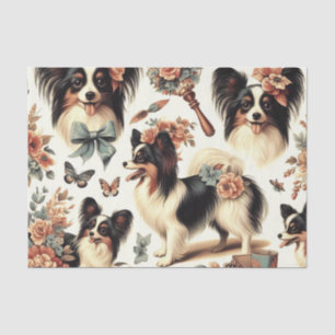 Papel De Seda Ilustracion Cute Vintage Papillon Dog