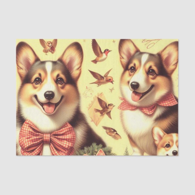 Papel De Seda Ilustracion Cute Welsh Corgi Cardigan (Anverso)