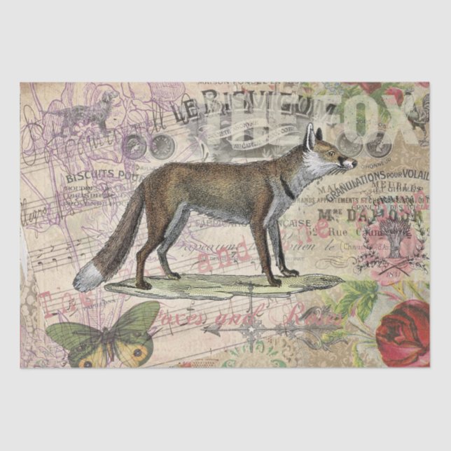 Papel De Seda Ilustracion de animales de la vida silvestre Fox (Anverso)
