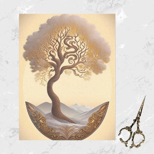Papel De Seda Ilustracion de árbol de oro moderno