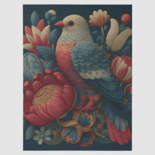 Papel De Seda Ilustración de arte popular de un pájaro entre un
