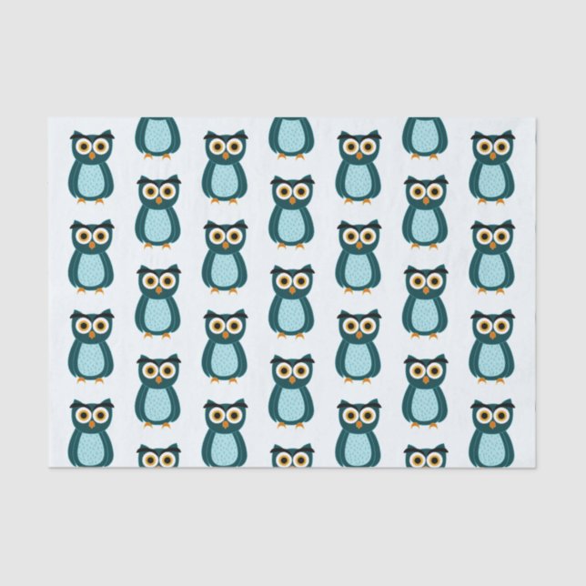 Papel De Seda Ilustracion de búho azul (Anverso)