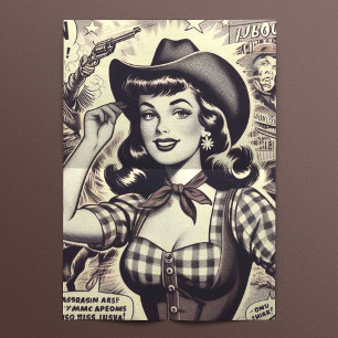 Papel De Seda Ilustracion de Chica de país retro