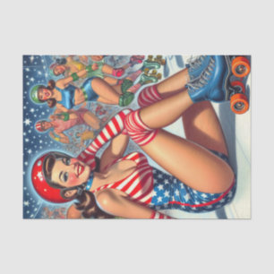 Papel De Seda Ilustracion de Chica de rodillos de época